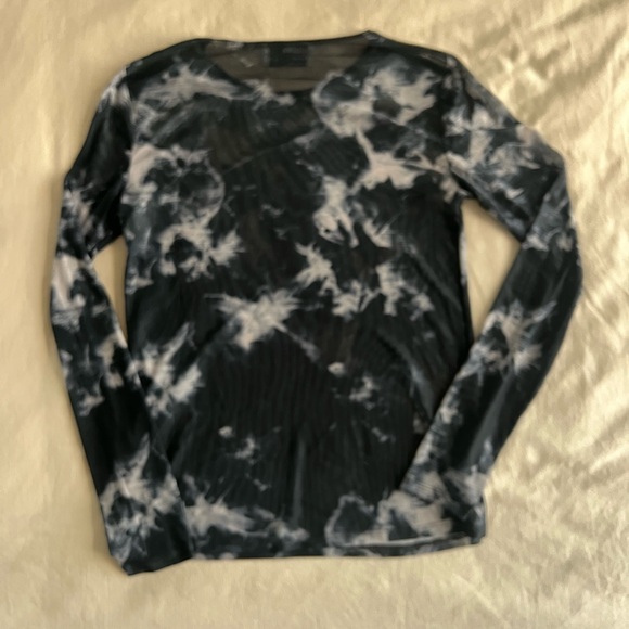 Rita Ora x Primark Long Sleeve Sheer Top in Navy Tie Dye in size S - Picture 5 of 8